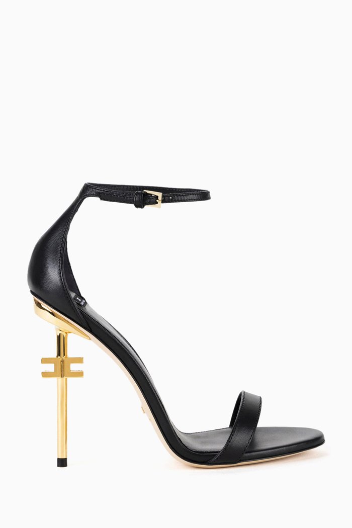 

Logo Heel 105 Sandals in Leather, Black