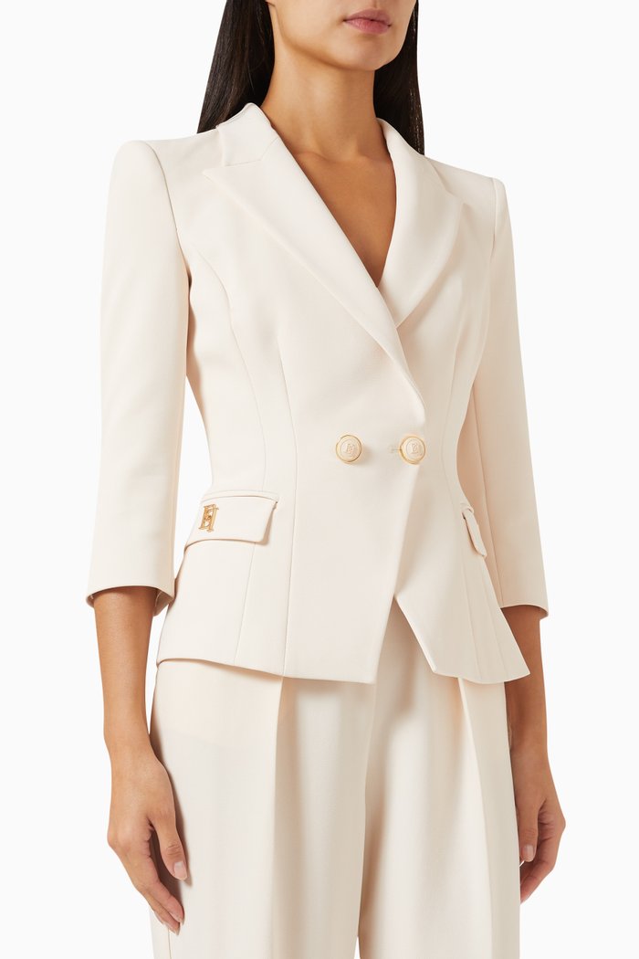 

Double-breasted Blazer in Crepe, Neutral