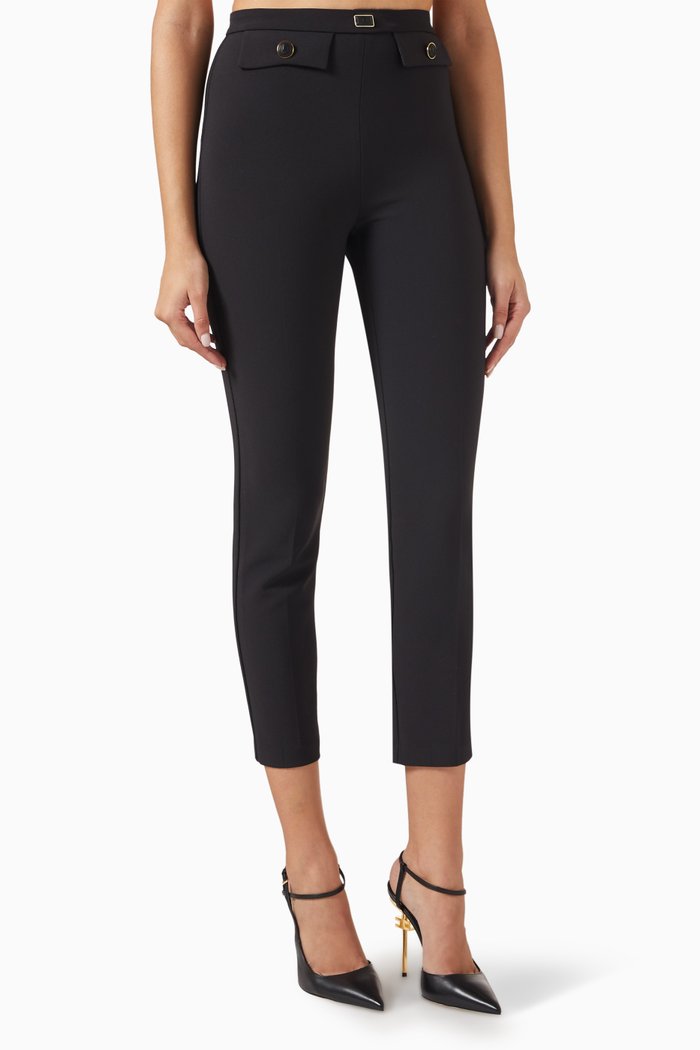 Slim-fit Pants in Stretch-crepe, Black