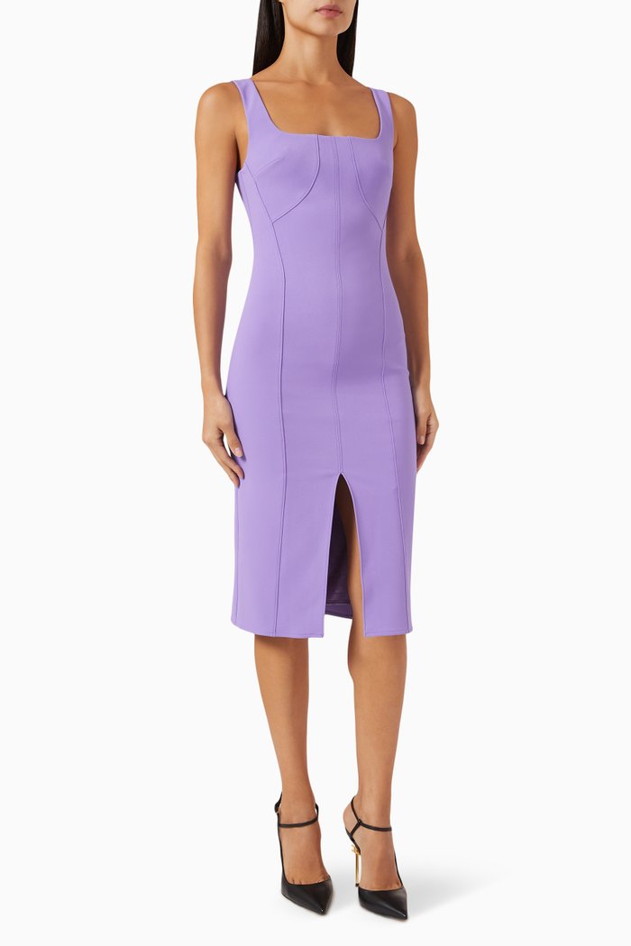 

Sheath Dress with Belt in Stretch-crepe, Purple