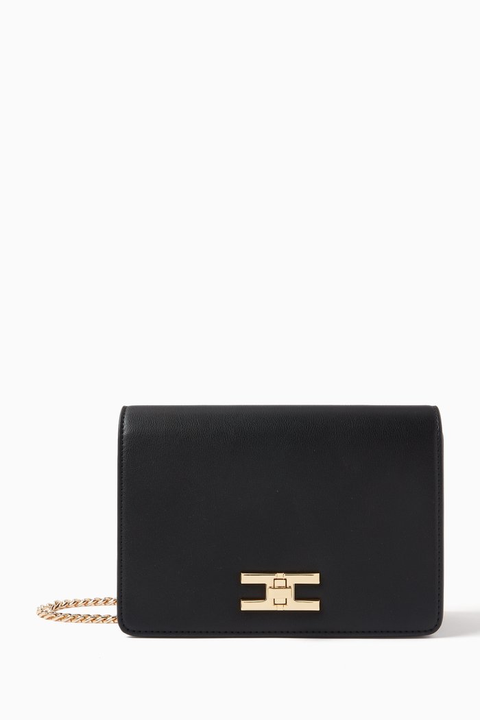

Gold-tone Logo Plaque Shoulder Bag, Black
