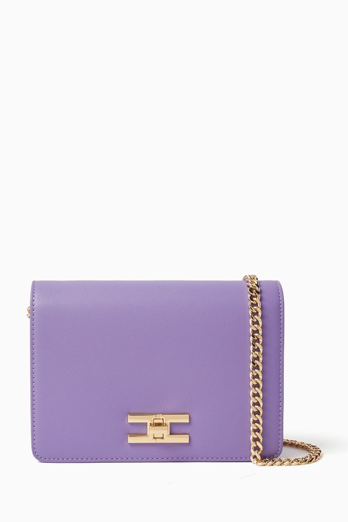 

Gold-tone Logo Plaque Shoulder Bag, Purple