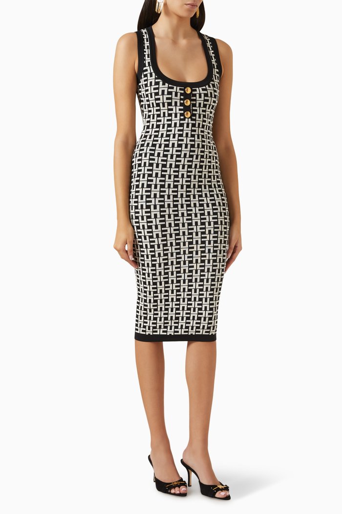 

Midi Dress in Jacquard-viscose, Black