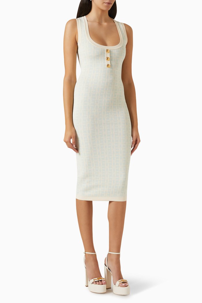 Midi Dress in Jacquard-viscose, Blue