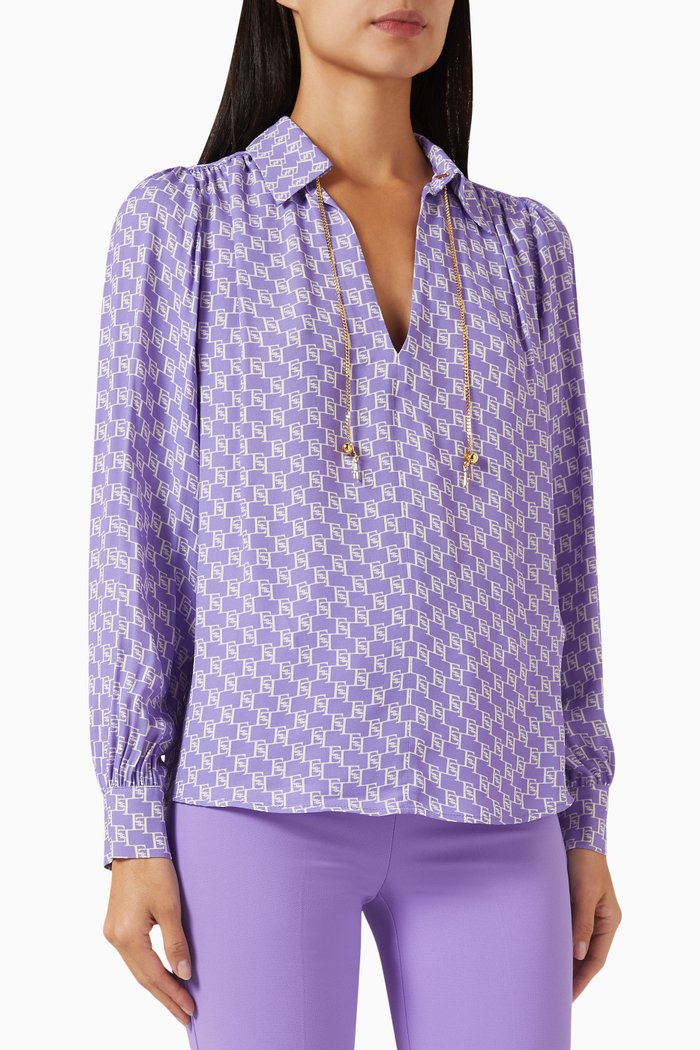 

Logo-print Chain Blouse in Viscose-georgette, Purple