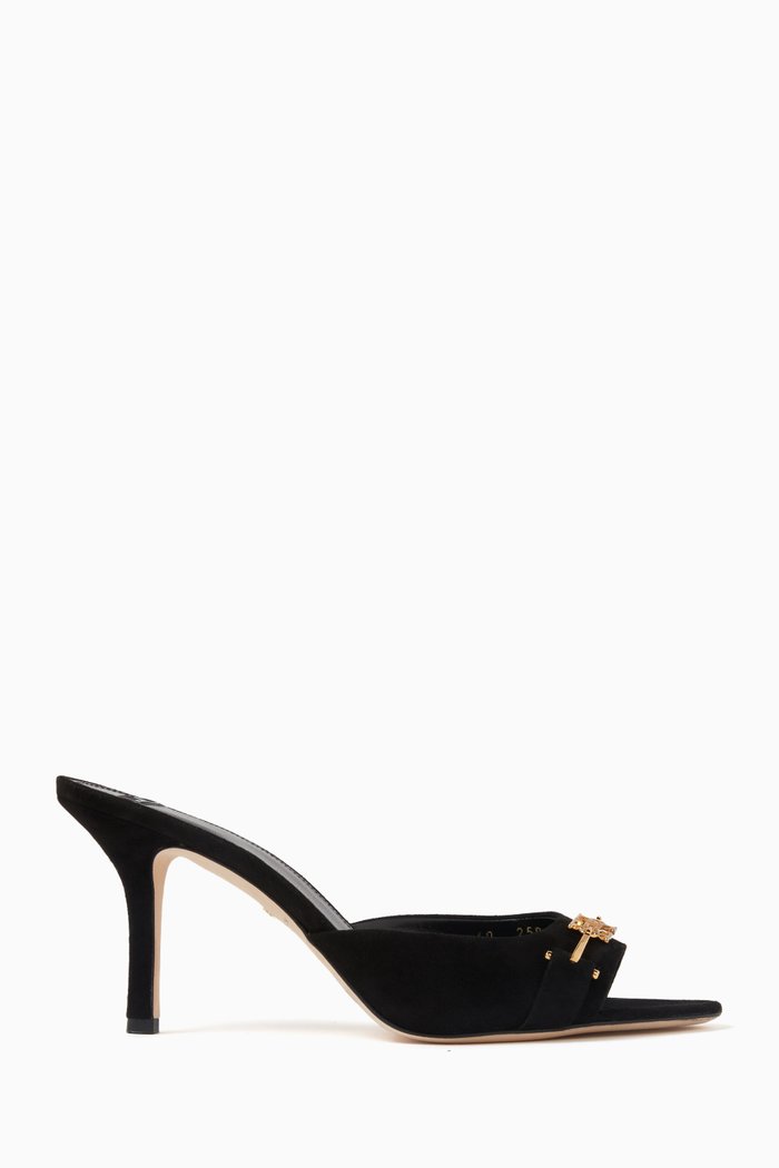 Horsebit 80 Mules in Suede, Black