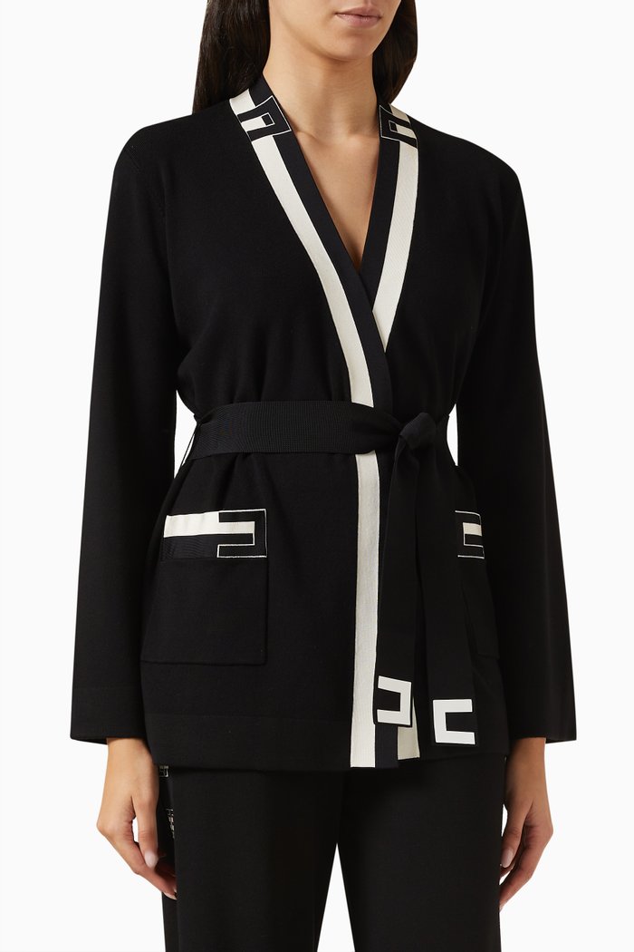 

Kimono Cardigan in Jacquard-viscose, Black
