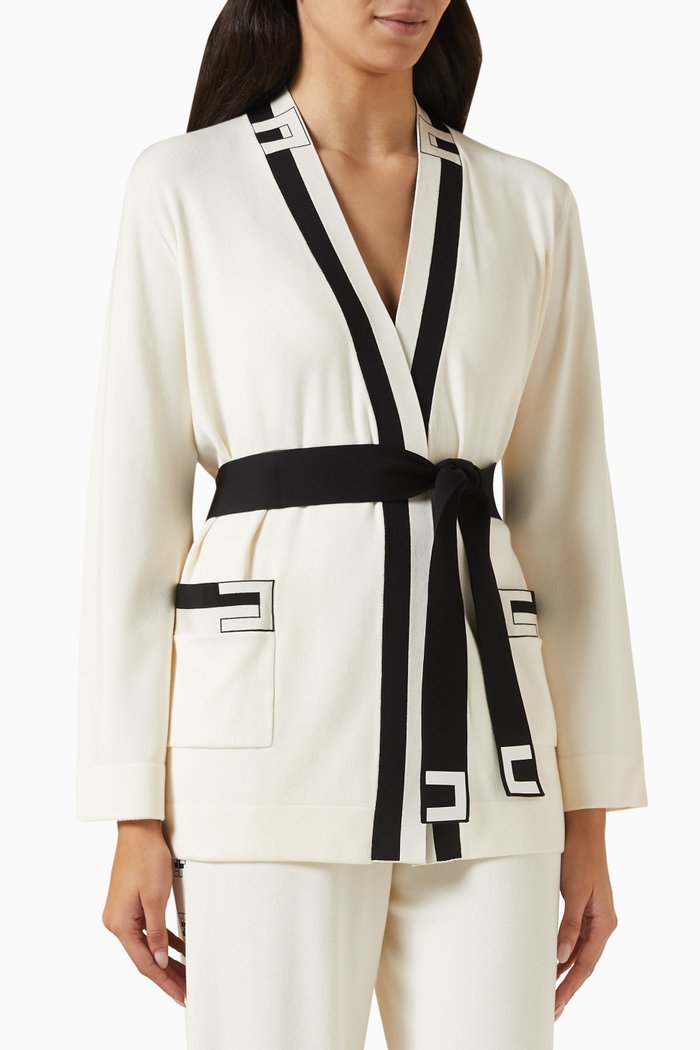 

Kimono Cardigan in Jacquard-viscose, Neutral