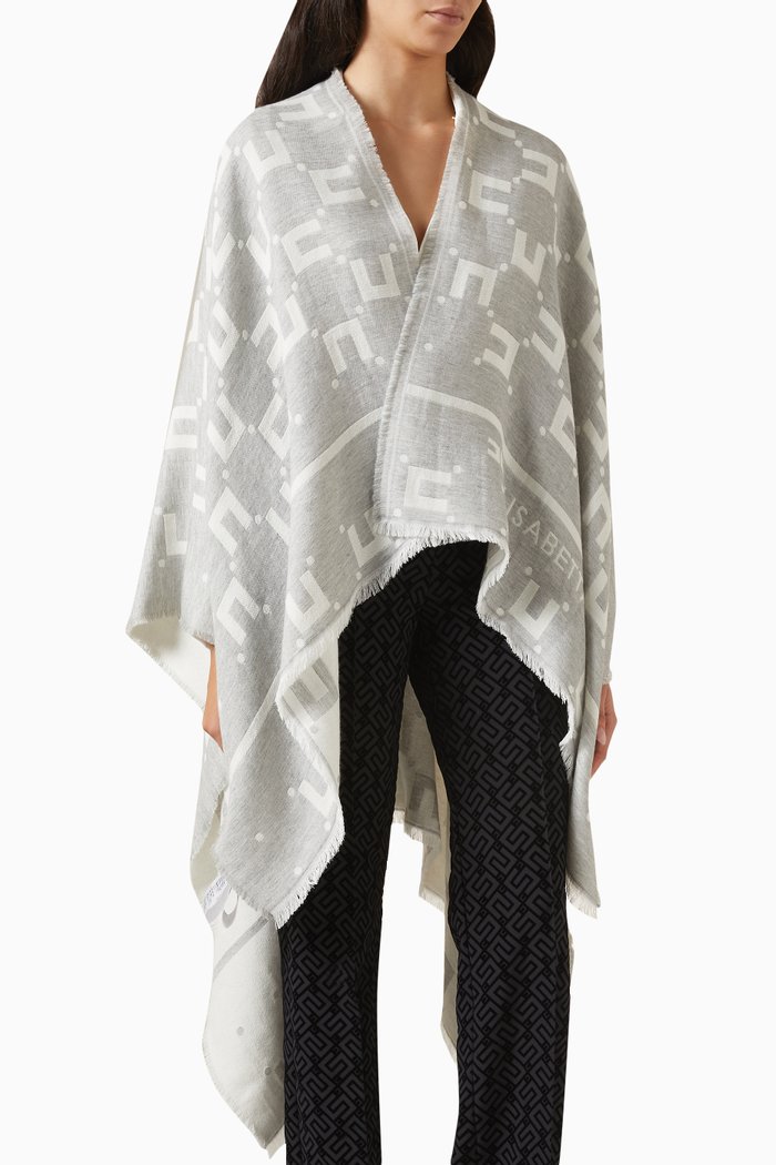 

Logo Cape in Jacquard Viscose-wool, Grey