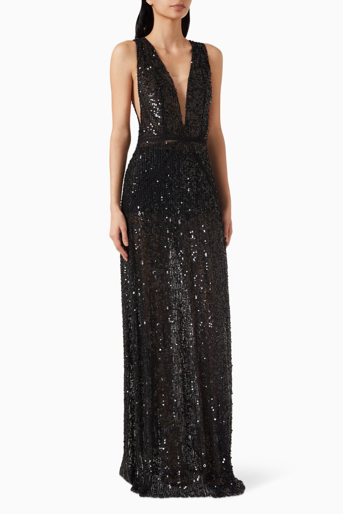 

Red Carpet Sequin Maxi Dress, Black