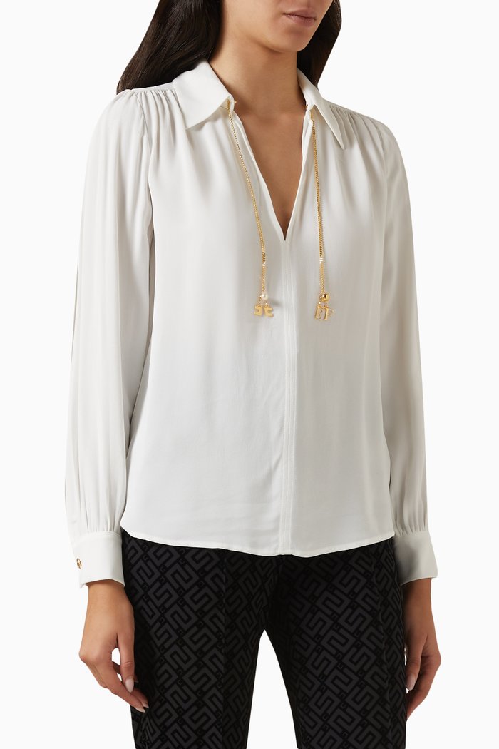 

Logo Chain Blouse in Georgette, White
