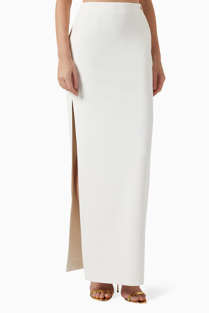 

Maxi Pencil Skirt in Crepe, White