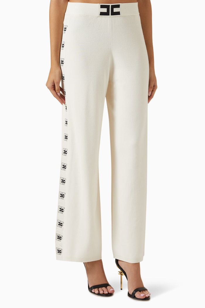 

Logo Band Palazzo Pants in Viscose-knit, Neutral