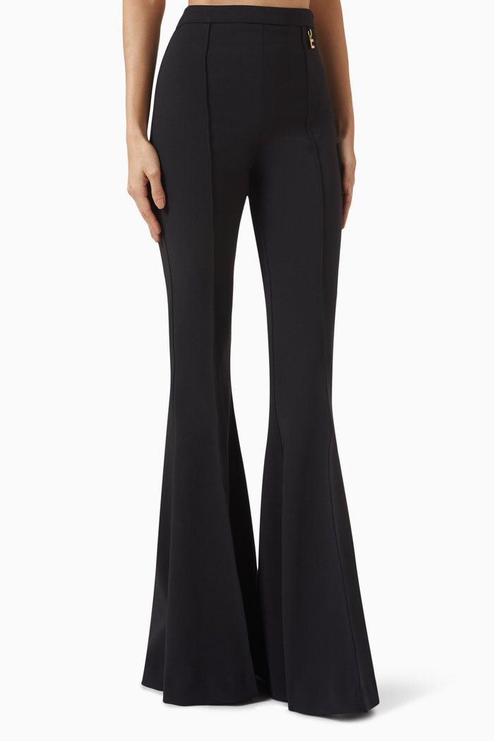 

Charm Bell Bottom Pants in Stretch-crepe, Black