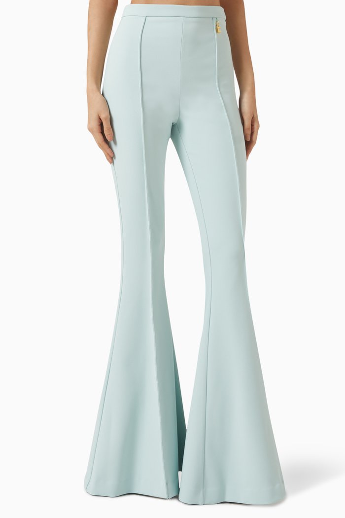 

Charm Bell Bottom Pants in Stretch-crepe, Blue