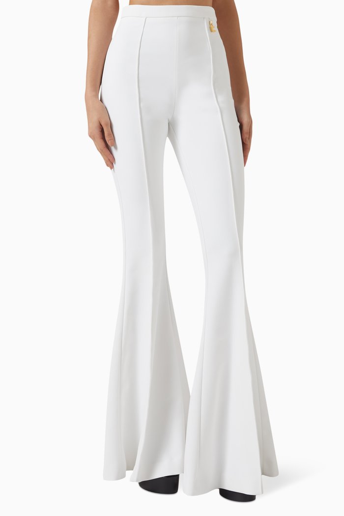 

Charm Bell Bottom Pants in Stretch-crepe, White