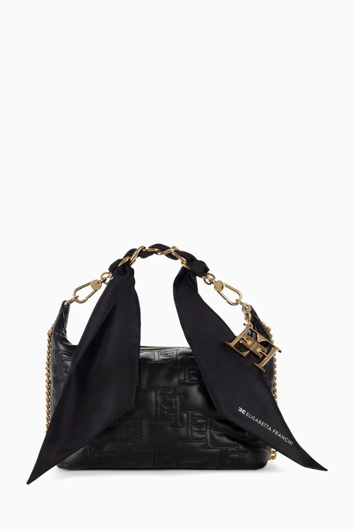 

Small Hobo Bag in Leather-effect Fabric, Black