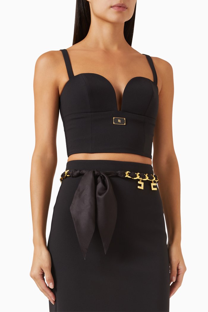 

Logo-plaque Bustier Top in Crepe, Black