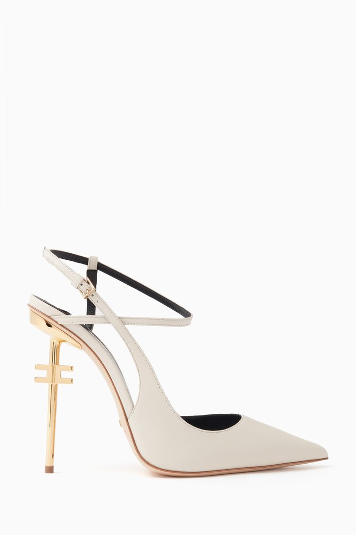 

Logo Heel 105 Slingback Sandals in Leather, Neutral