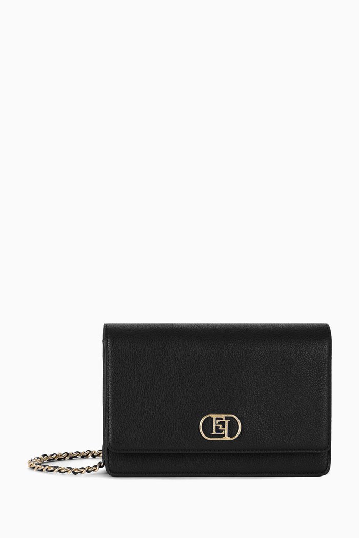 

Metal Logo Shoulder Bag, Black