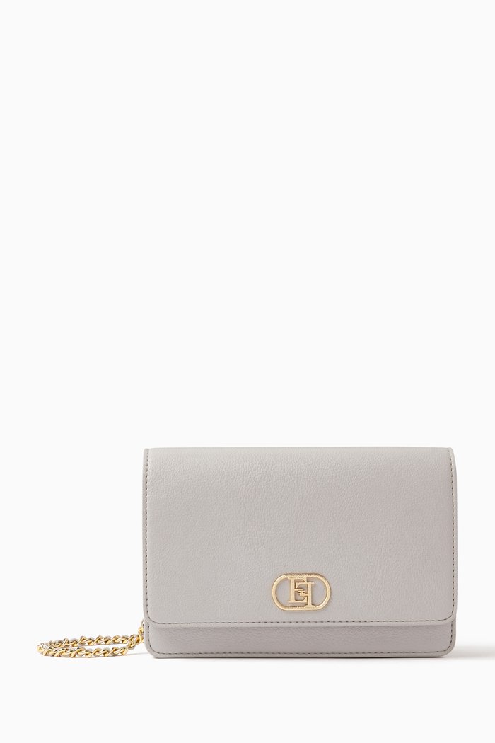 

Metal Logo Shoulder Bag, Grey