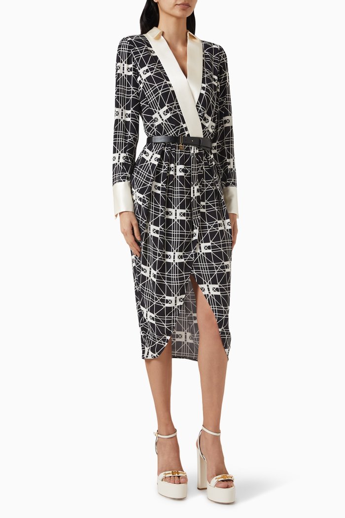 

Belted Wrap Midi Dress in Viscose-georgette, Black