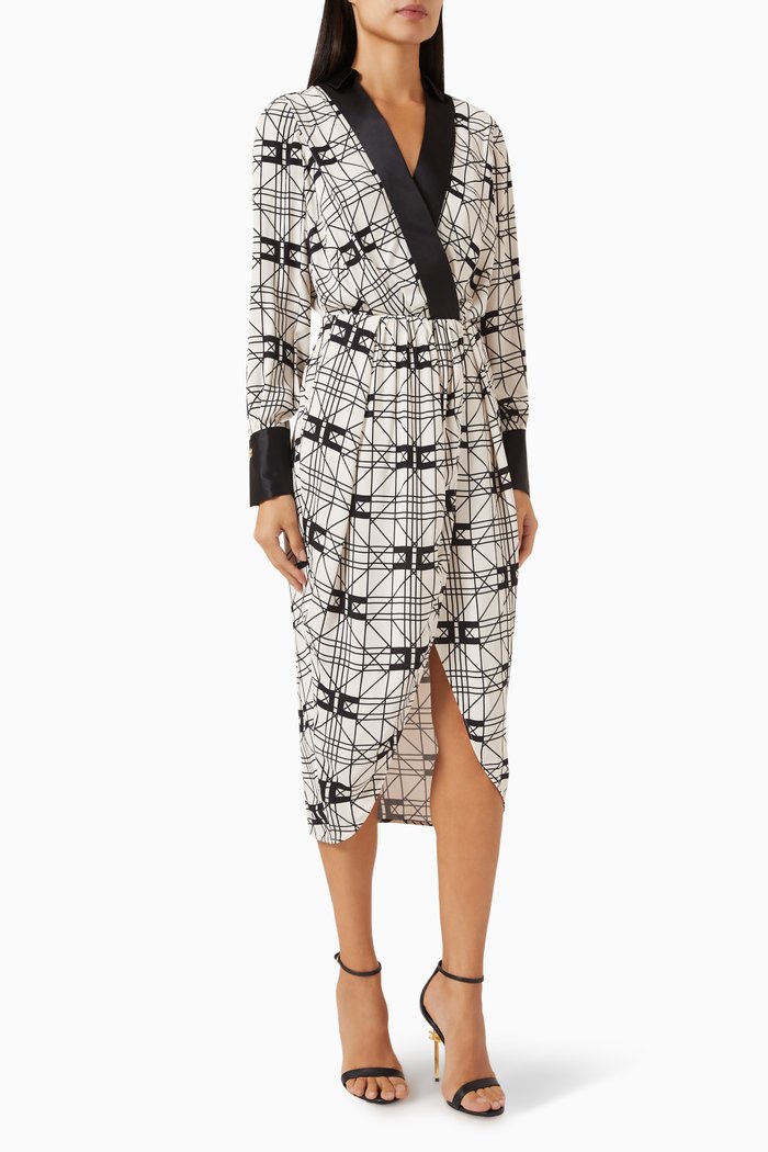 

Belted Wrap Midi Dress in Viscose-georgette, Neutral