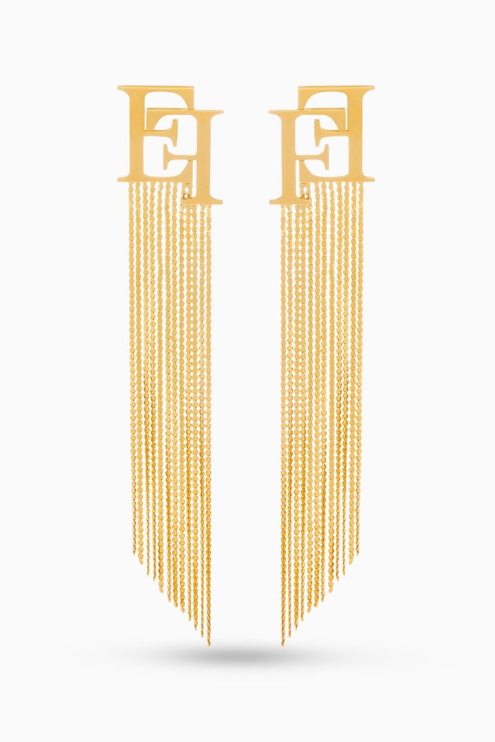 Logo Pendant Earrings in Metal, Gold