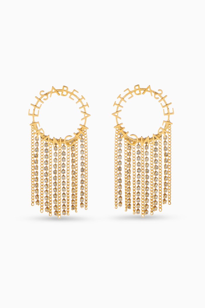 

Logo Rhinestone Earrings in Metal, Gold