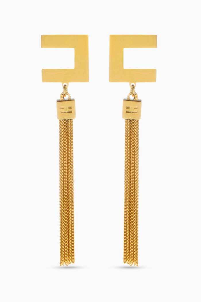

Tassel Logo Clip Earrings in Metal, Gold
