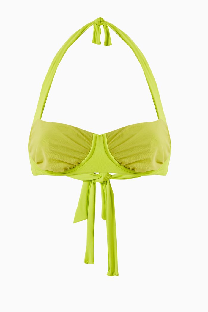 Elle Bikini Top in Mesh, Green