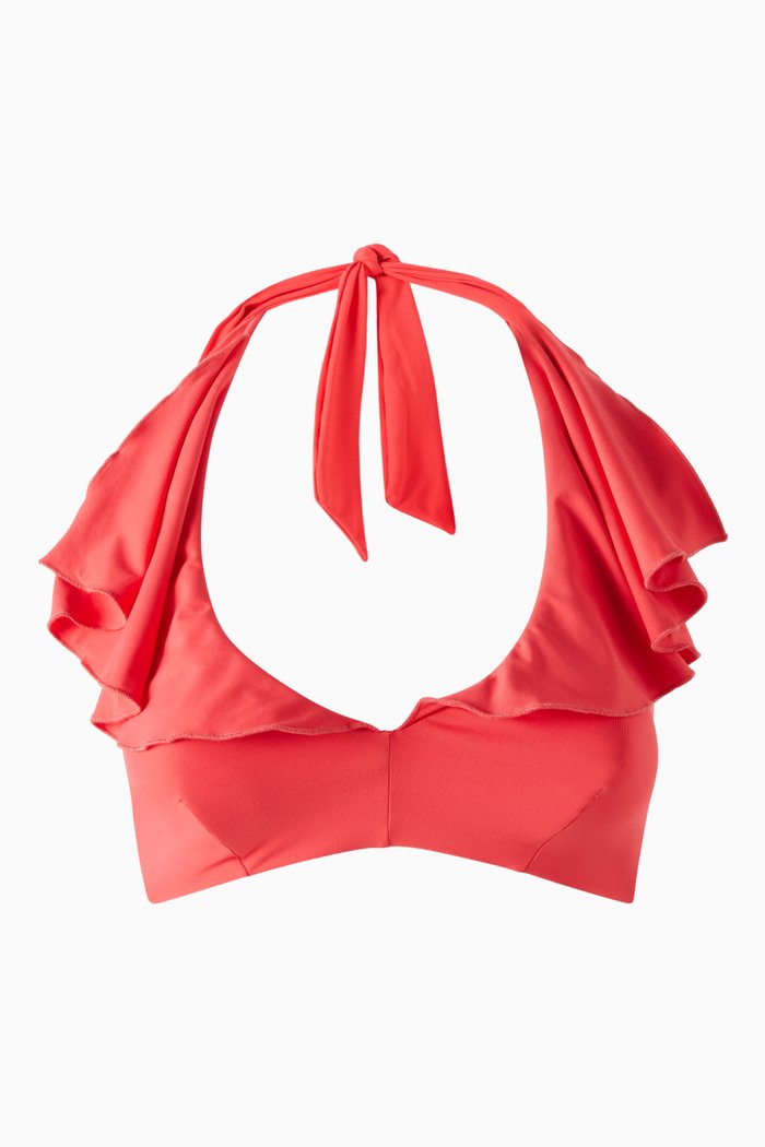 

June Ruffle Bikini Top, Orange