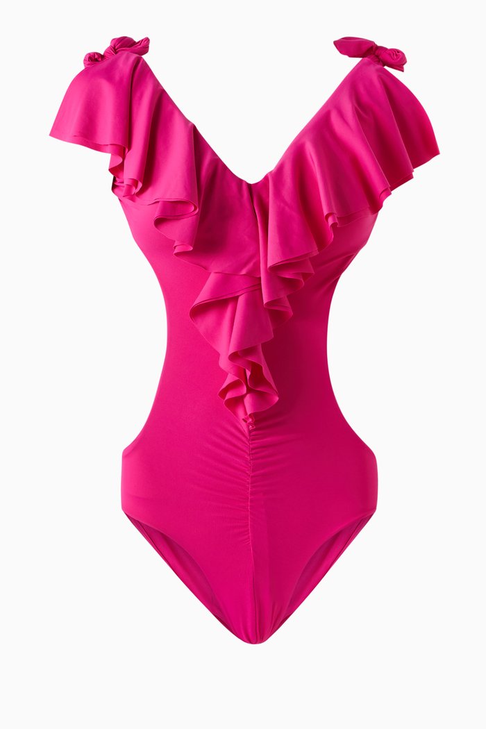 

Ruffle Cut-out One-piece Swimsuit, Purple