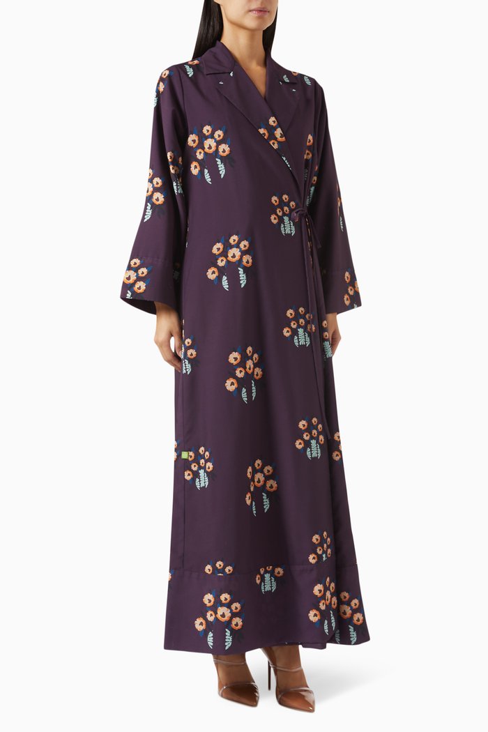 

Floral-print Abaya in Cotton, Multicolour