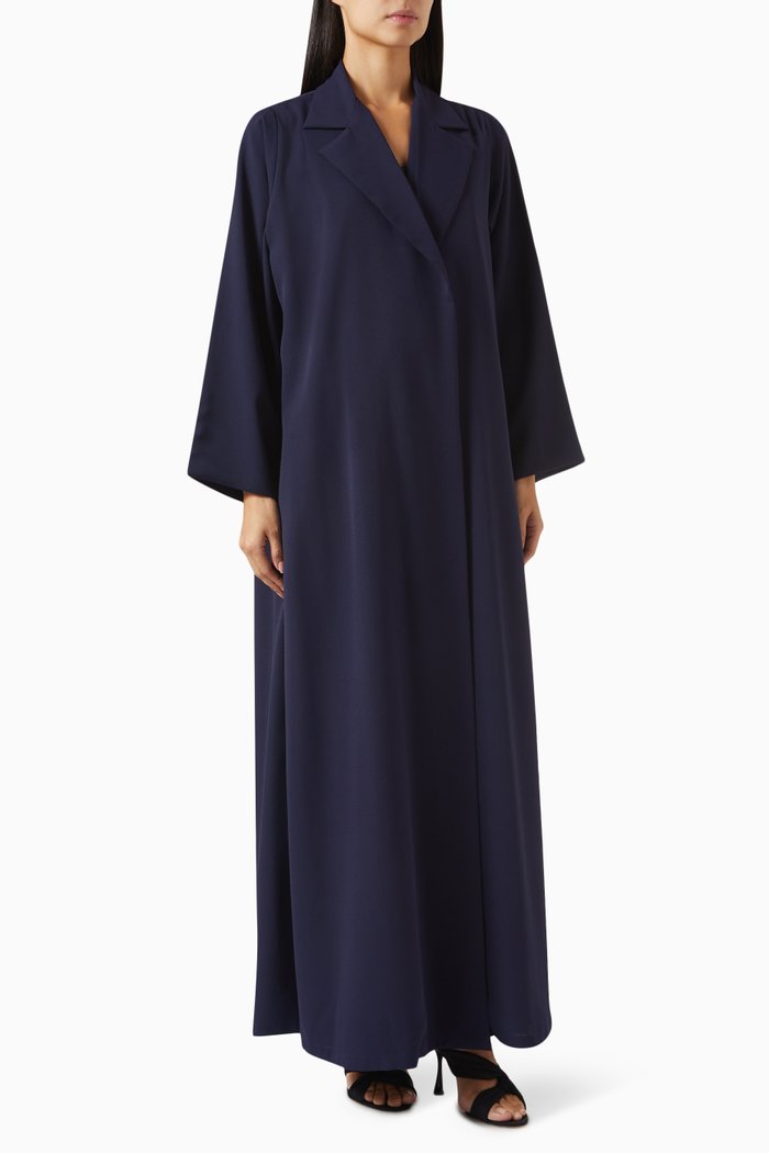 

Notched Lapel Collar in Crepe, Blue