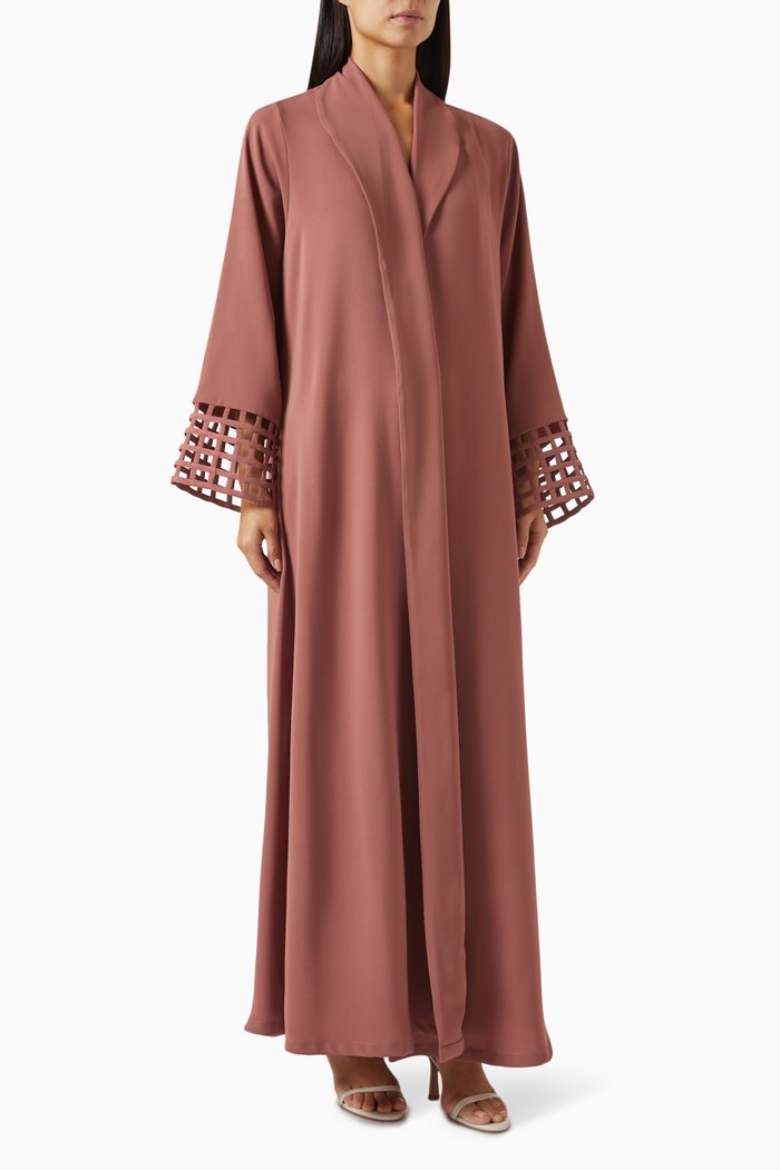 

Zainah Shawl Collar Abaya in Polycrepe, Red