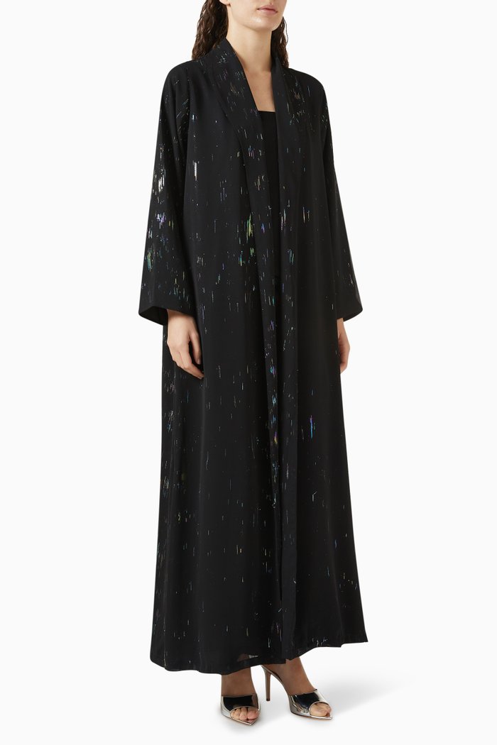 

Zainah Shawl Collar Abaya in Chiffon, Multicolour