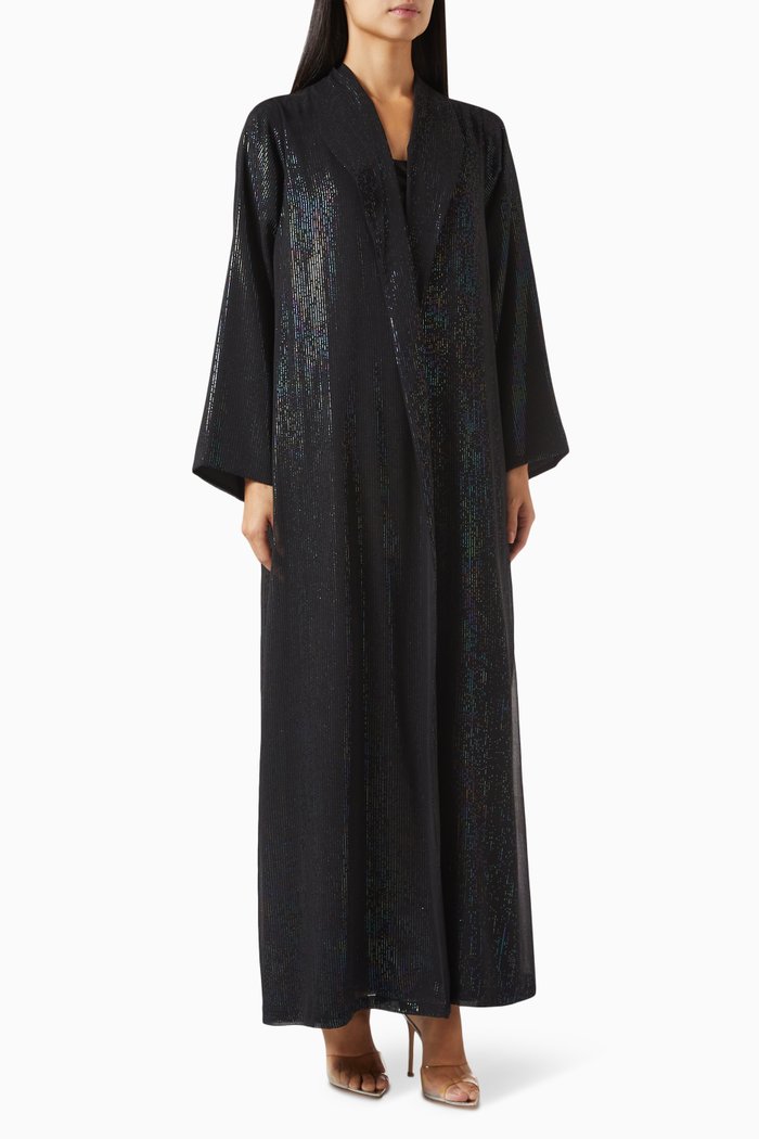 

Zainah Shawl Collar Abaya in Chiffon, Multicolour