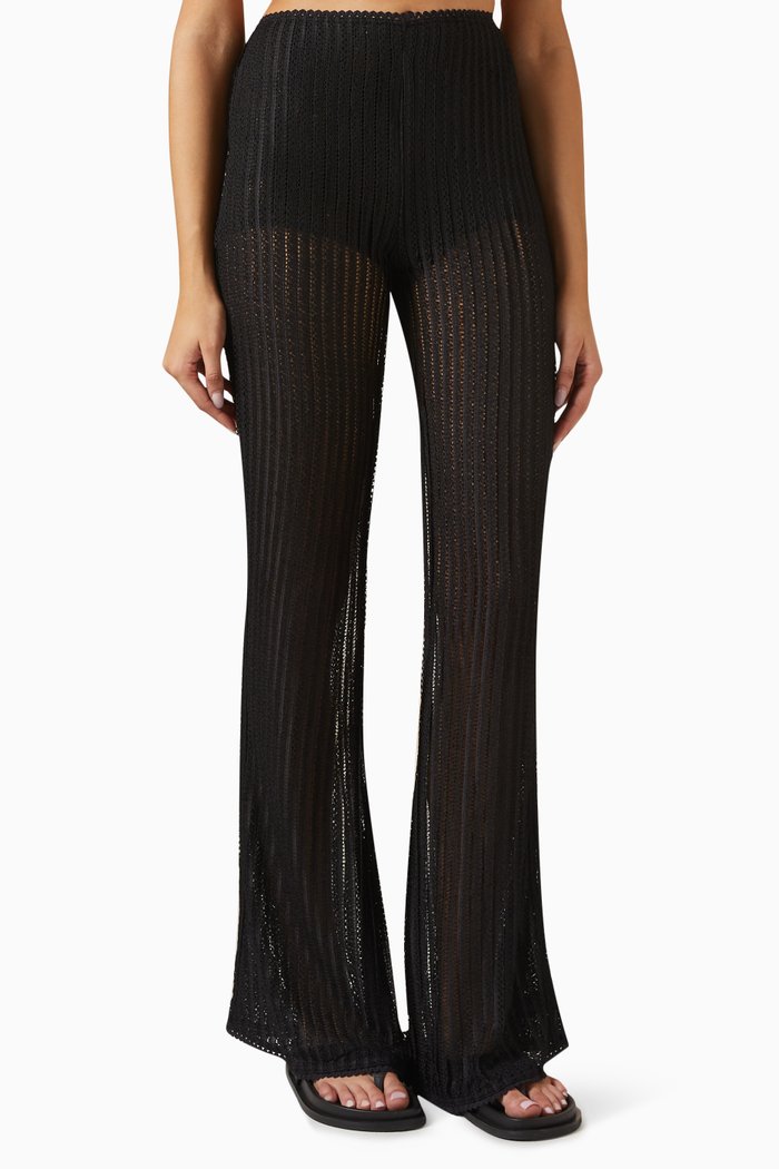 

Youssy Flared Pants in Lace, Black