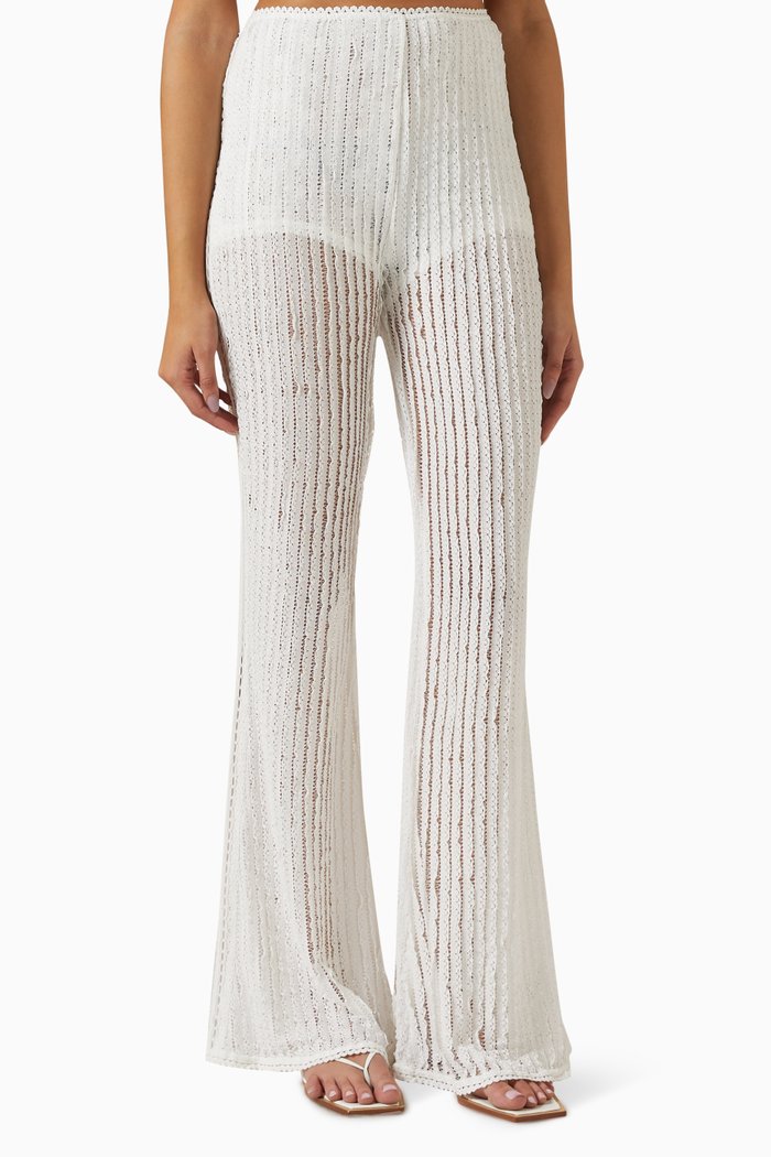 

Youssy Flared Pants in Lace, White