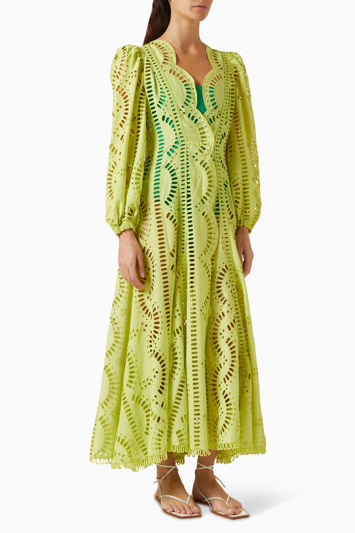 

Kelyk Jacket Eyelet Maxi Dress in Cotton-blend, Green
