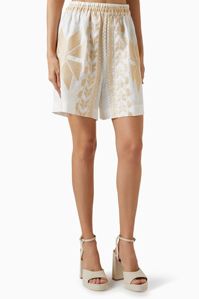 

Aeolis Print Shorts in Linen, White