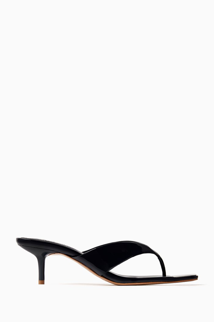 

Square-toe 45 Mule Sandals in Patent-leather, Black