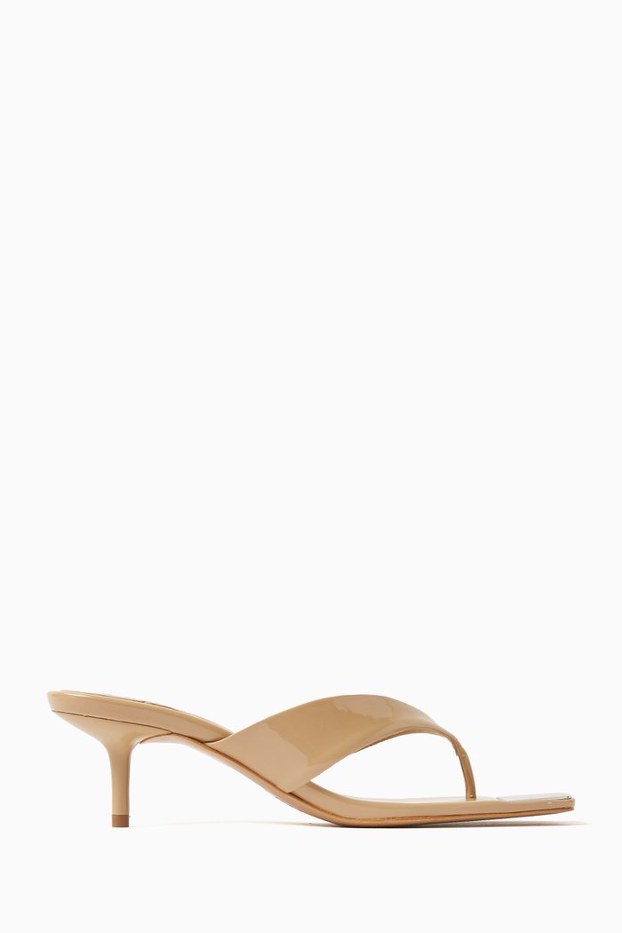 

Square-toe 45 Mule Sandals in Patent-leather, Neutral