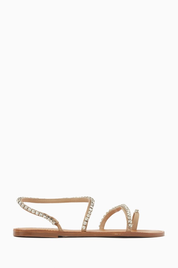 

Crystal-embellished Sandals in Vegan Leather, Neutral
