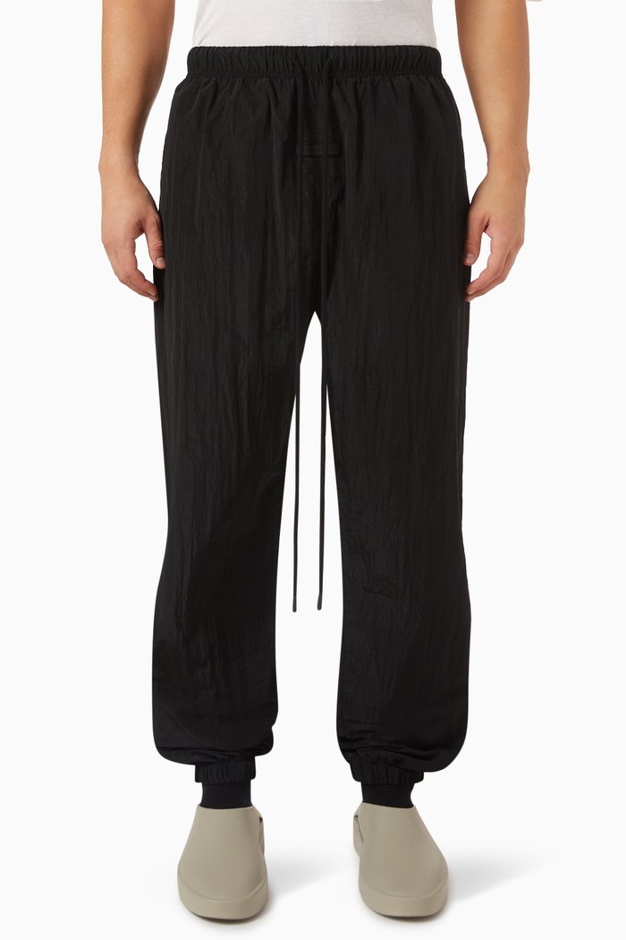 

Logo Trackpants in Crinkle Nylon, Black