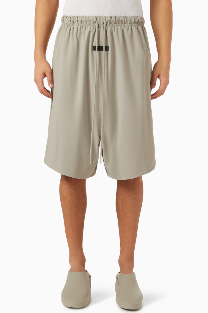 

Relaxed Shorts in Stretch Woven Nylon, Grey