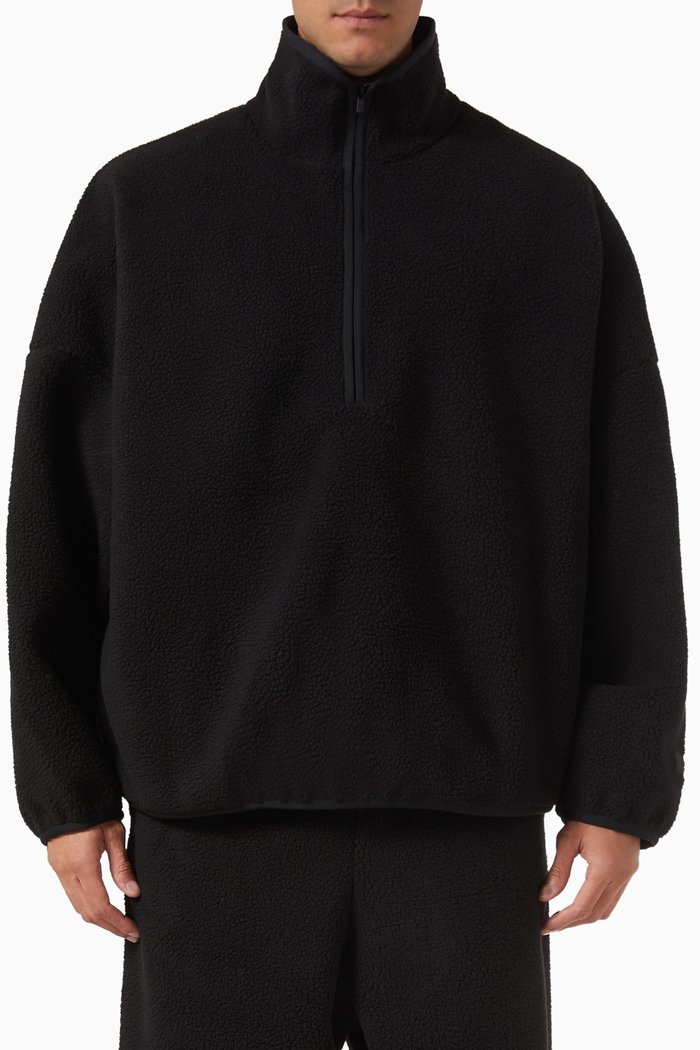 

Half-zip Sweatshirt in Fleece, Black