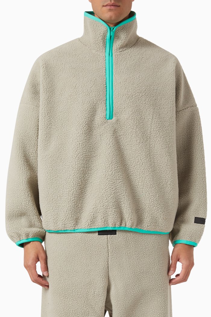 

Half-zip Sweatshirt in Fleece, Grey