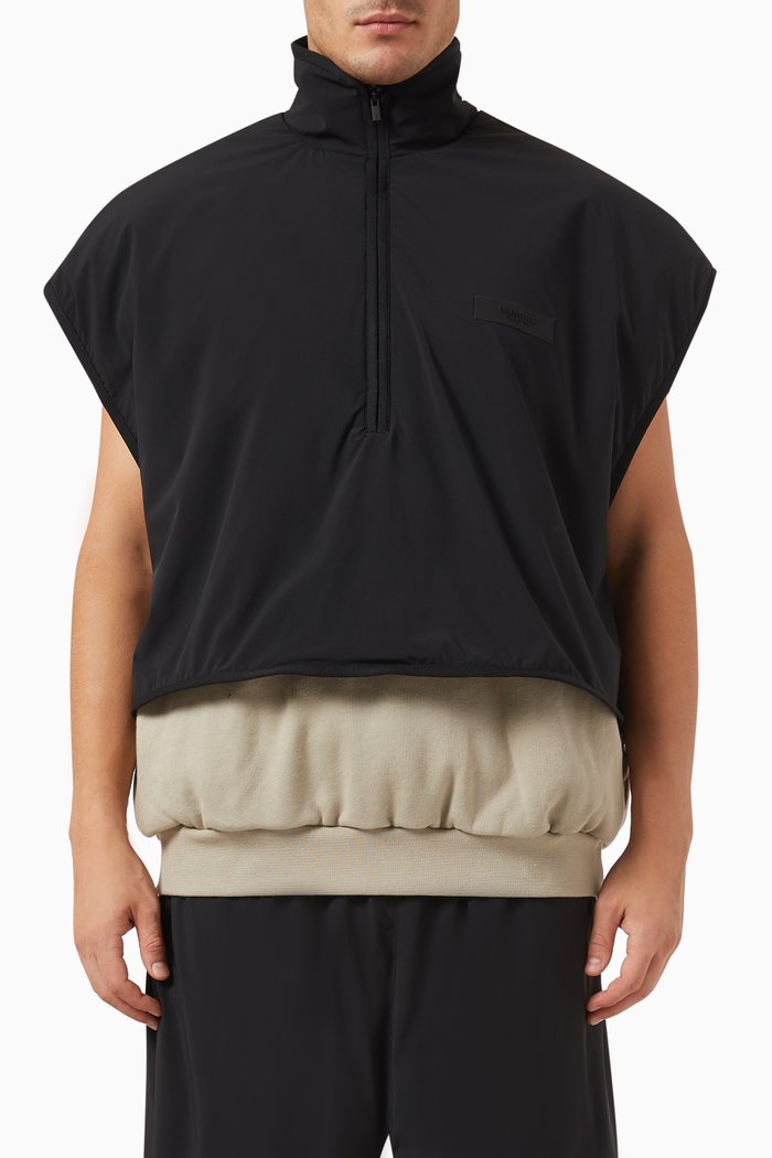 

Mockneck Vest in Stretch-nylon & Fleece, Grey